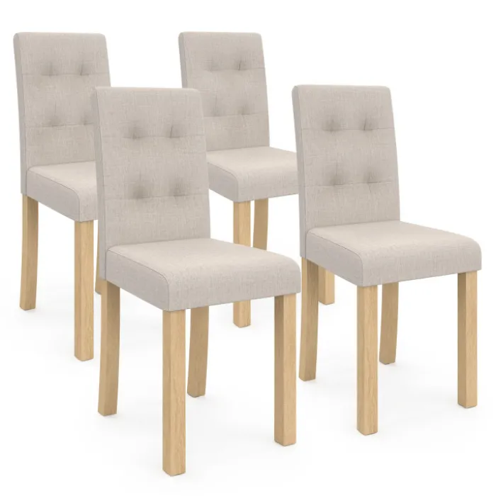 Chaises capitonnées beiges chinées