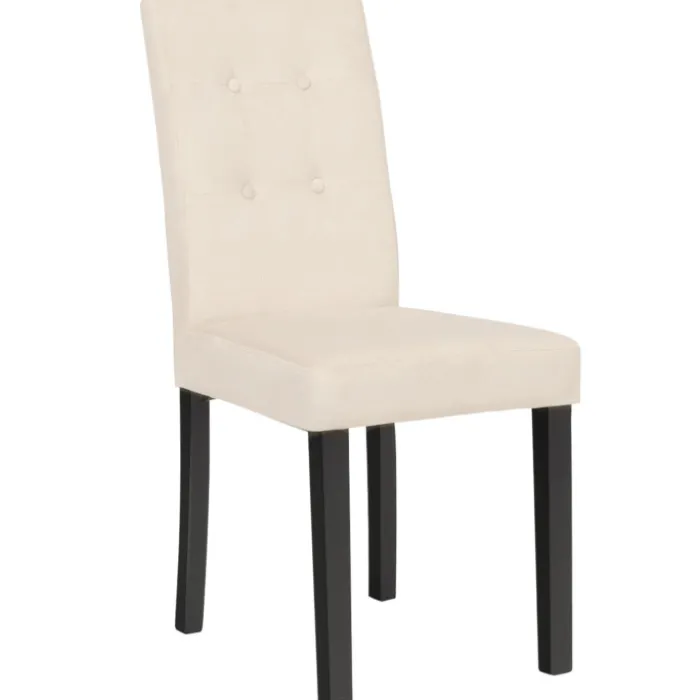 Chaises capitonnées en velours beige pieds noirs : lot de 4