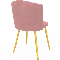 Chaises coquillage rose en velours et pieds dorés