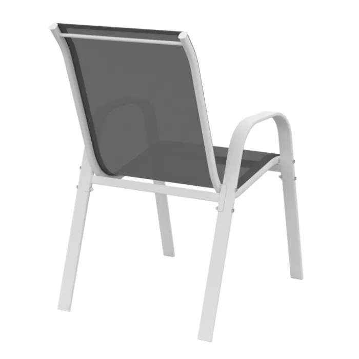 Chaises de jardin empilables blanc et gris : lot de 4