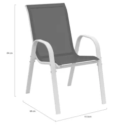 Chaises de jardin empilables blanc et gris : lot de 4