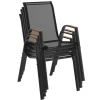 Chaises de jardin empilables noir et bois métal et textilène