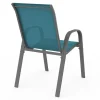 Chaises de jardin empilables bleu canard : lot de 6