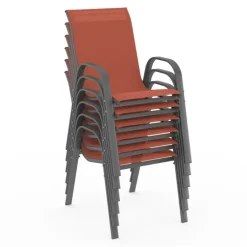 Chaises de jardin empilables terracotta - lot de 6