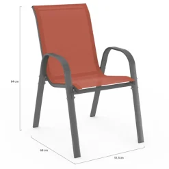 Chaises de jardin empilables terracotta - lot de 6