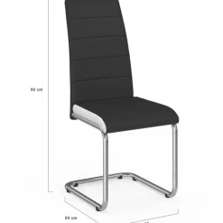 Chaises de salle à manger noires liseré blanc