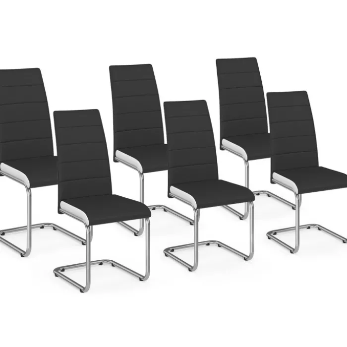 Chaises de salle à manger noires liseré blanc