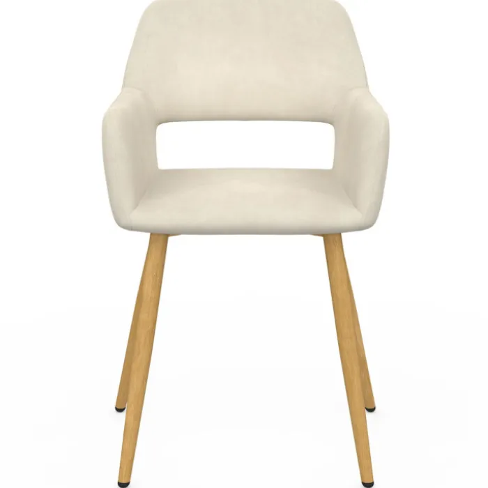 Chaises de salle à manger, fauteuils de table en velours beige