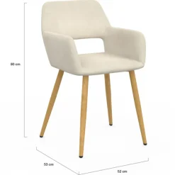 Chaises de salle à manger, fauteuils de table en velours beige
