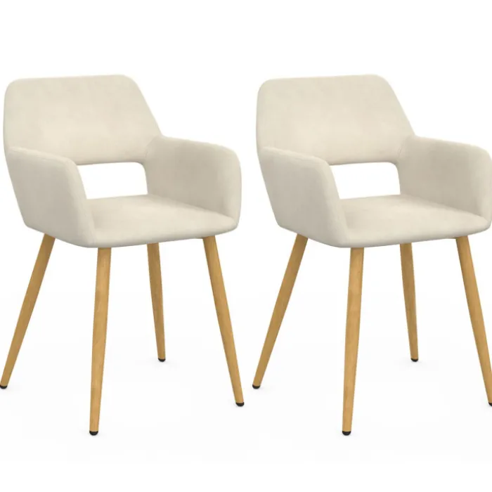 Chaises de salle à manger, fauteuils de table en velours beige