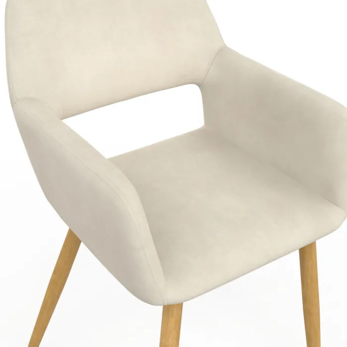 Chaises de salle à manger, fauteuils de table en velours beige