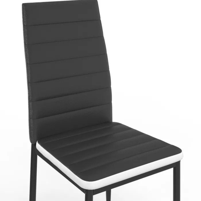 Chaises de salle à manger noires avec bandeau blanc