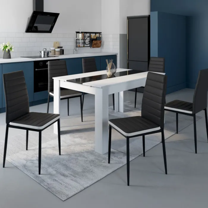 Chaises de salle à manger noires et blanches ROMANE