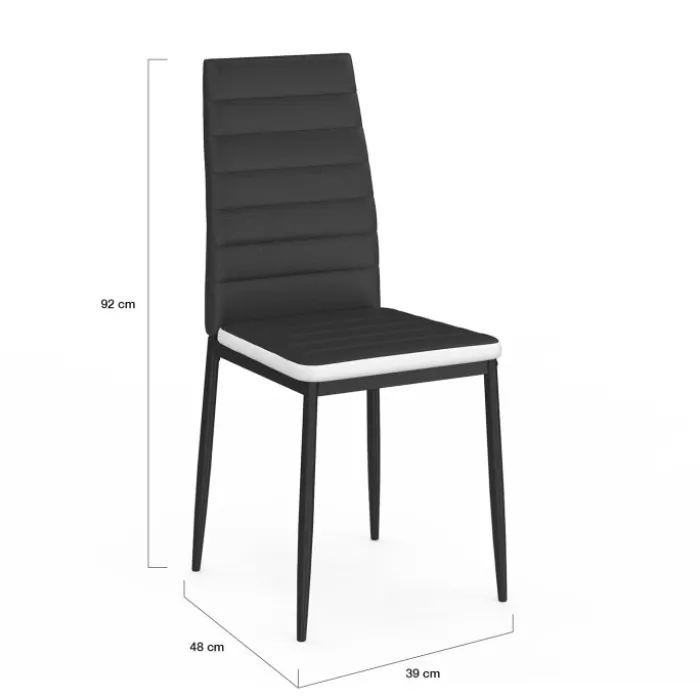 Chaises de salle à manger noires et blanches ROMANE