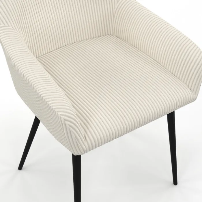 Chaises de salle à manger en velours côtelé beige et pieds en métal