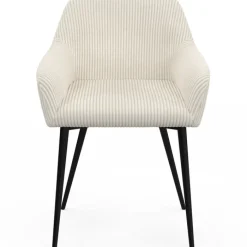 Chaises de salle à manger en velours côtelé beige et pieds en métal