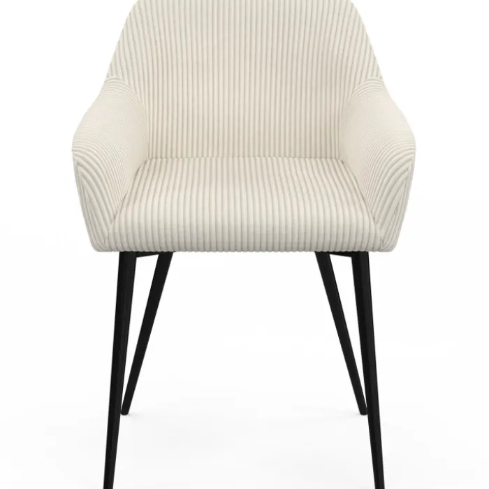 Chaises de salle à manger en velours côtelé beige et pieds en métal