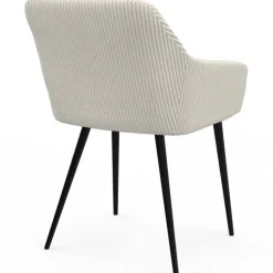 Chaises de salle à manger en velours côtelé beige et pieds en métal