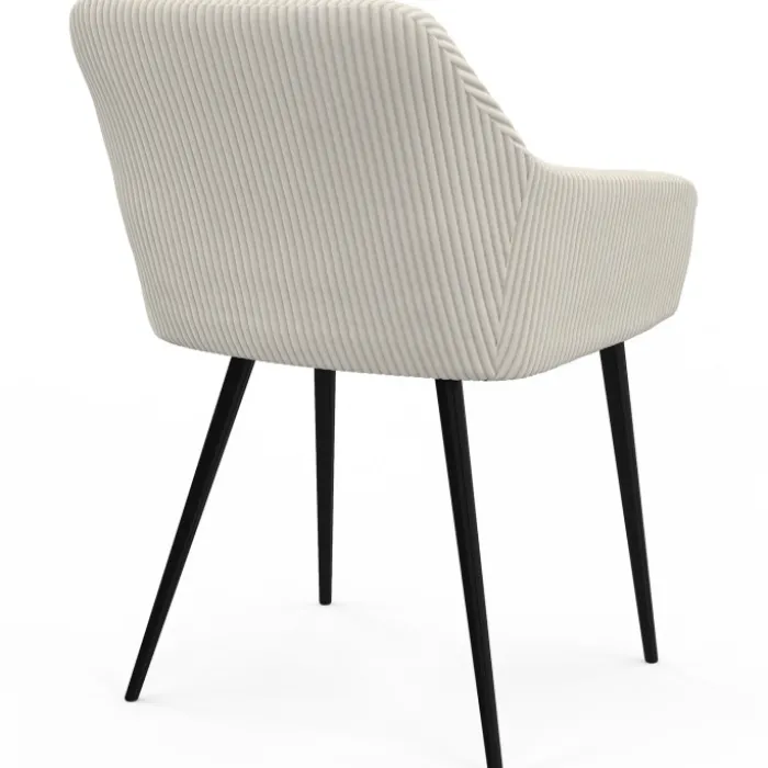 Chaises de salle à manger en velours côtelé beige et pieds en métal