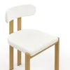 Chaises de salle à manger tissu bouclette et pieds en métal effet bois
