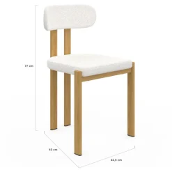 Chaises de salle à manger tissu bouclette et pieds en métal effet bois