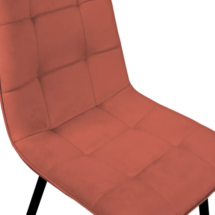 Chaises en velours multicolore terracotta, gris foncé et beige