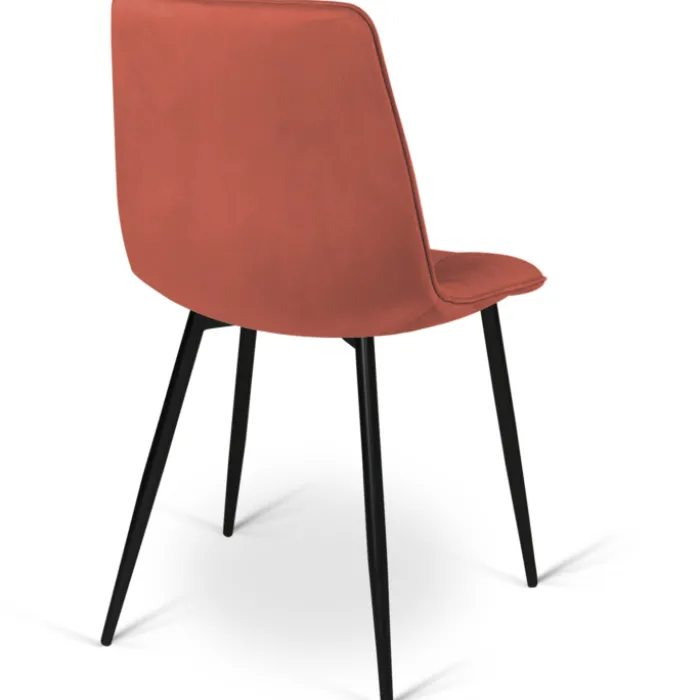 Chaises en velours multicolore terracotta, gris foncé et beige