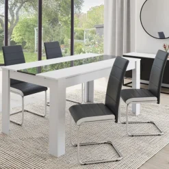Chaises grises et blanches design pour salle à manger