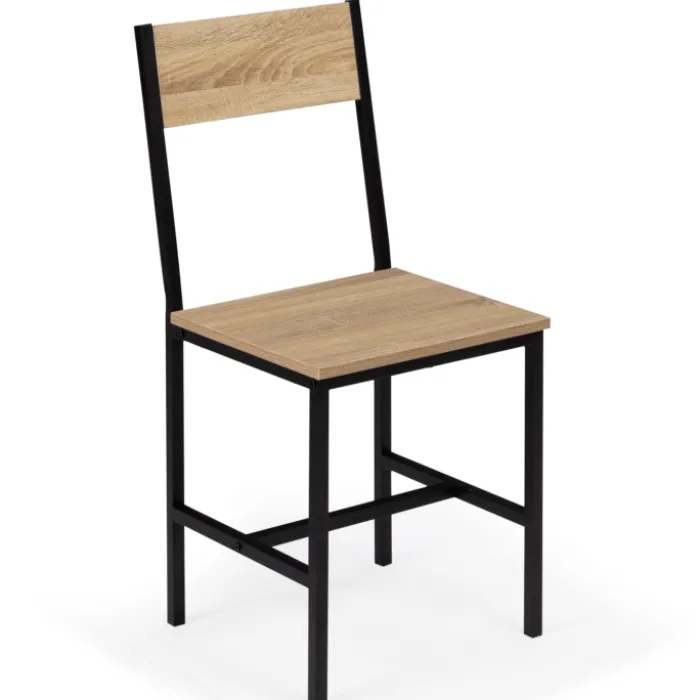 Chaises industrielles bois et métal : lot de 4