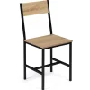 Chaises industrielles en métal noir et bois