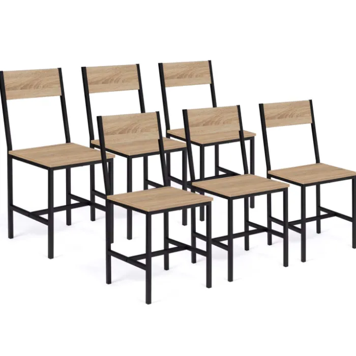 Chaises industrielles en métal noir et bois