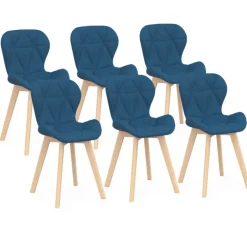 Chaises matelassées pour salle à manger en tissu bleu canard