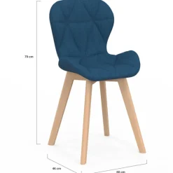 Chaises matelassées pour salle à manger en tissu bleu canard
