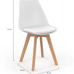 Chaises scandinaves 4 couleurs : blanc x2, gris clair x2, gris foncé x2 et noir x2