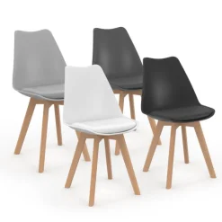 Chaises scandinaves 4 couleurs : gris foncé, gris clair, noir et blanc