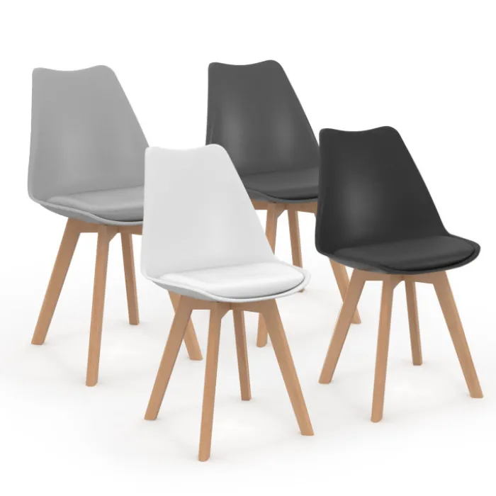 Chaises scandinaves 4 couleurs : gris foncé, gris clair, noir et blanc