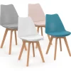 Chaises scandinaves 4 couleurs : pastel rose, blanc, gris clair et bleu