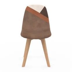Chaises scandinaves beige, blanc et marron velours patchworks mix color