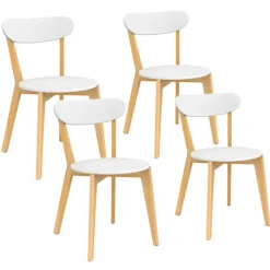Chaises scandinaves bicolores blanc et bois