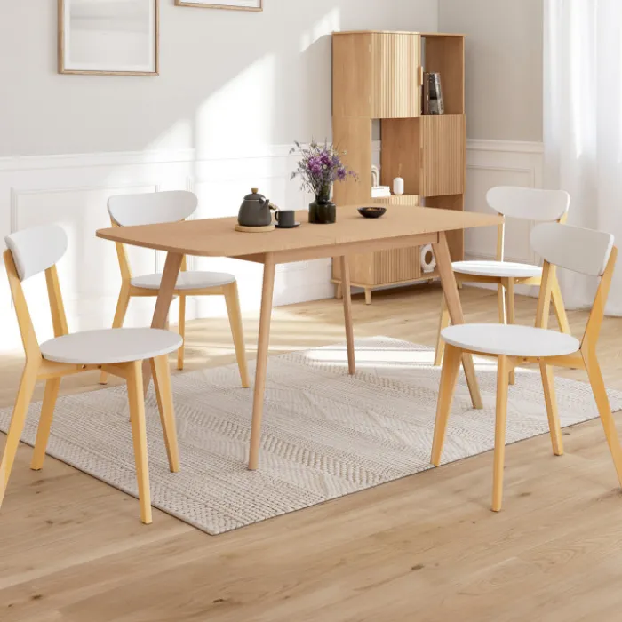 Chaises scandinaves bicolores blanc et bois
