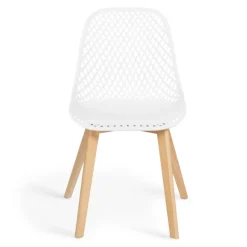 Chaises scandinaves blanches x6 avec dossier ajouré