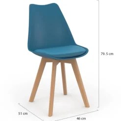 Chaises scandinaves bleu canard