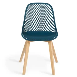Chaises scandinaves bleu x2, blanc, gris clair et gris foncé x2 avec dossier ajouré