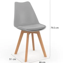 Chaises scandinaves grises avec coussin