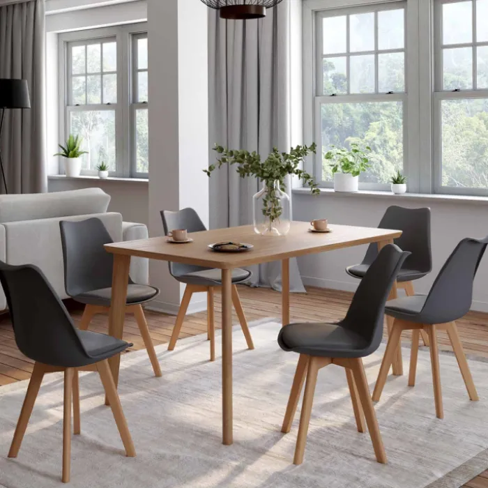 Chaises scandinaves grises avec coussin