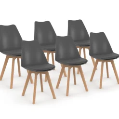 Chaises scandinaves grises avec coussin