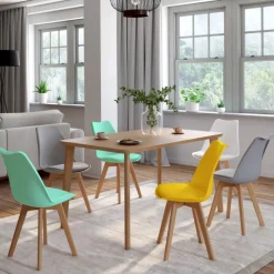 Chaises scandinaves mix color vert menthe, jaune, blanc et gris