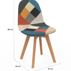 Chaises scandinaves mix color blanc, gris clair et patchworks