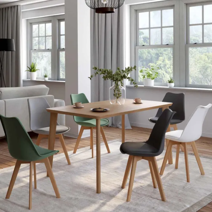 Chaises scandinaves mix color vertes, grises et blanches