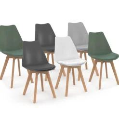 Chaises scandinaves mix color vertes, grises et blanches